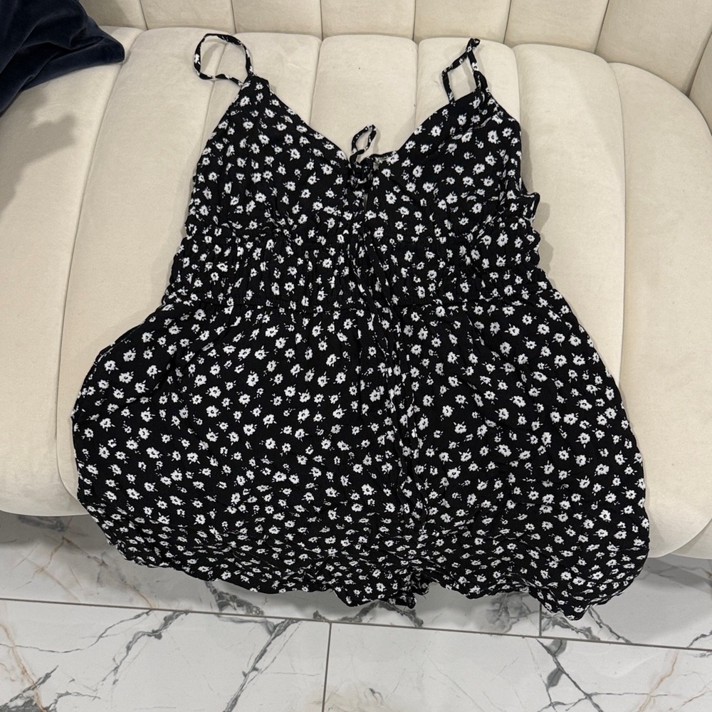 Floral Black and White Women's romper